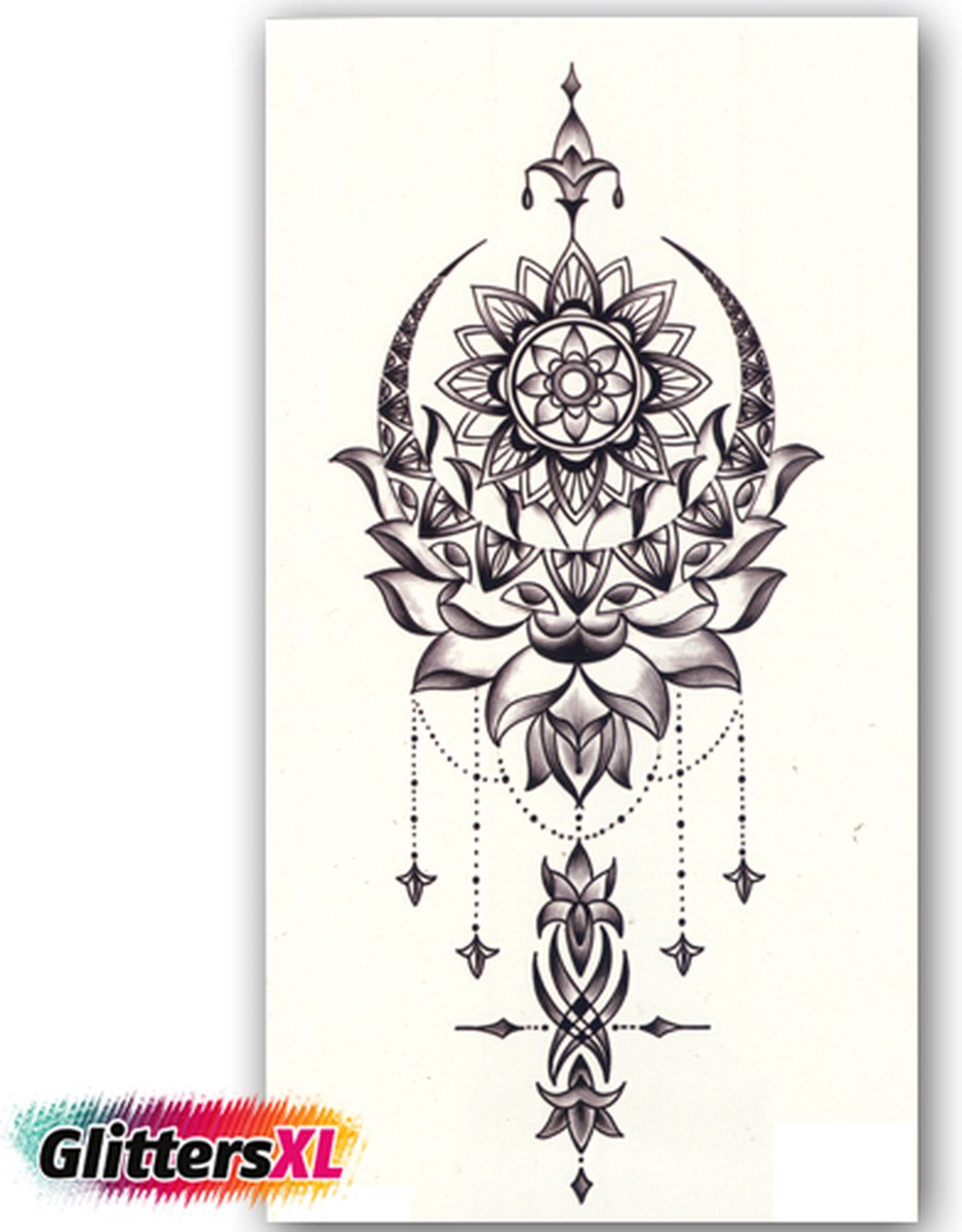 GlittersXL - Temporary Tattoo Dromenvanger/Bloem (21x12 cm) [Neptattoo - Tijdelijke tatoeage - Nep Fake Tattoos - Water overdraagbare festival sticker henna outfit tattoo - Glitter tattoo - Volwassenen Kinderen Jongen Meisje]